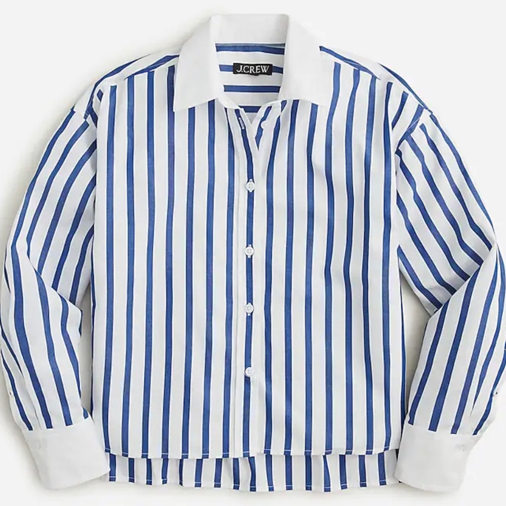 J. Crew Contrast Collar Cropped Button Down